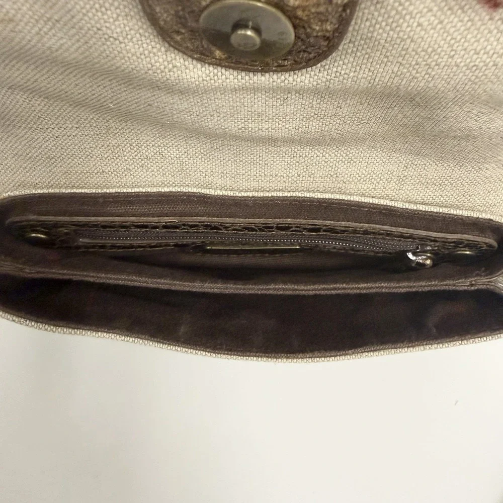 Isabella Fiore Clutch Bag Purse City Lights Clara Bronze Flax Leather & Linen
